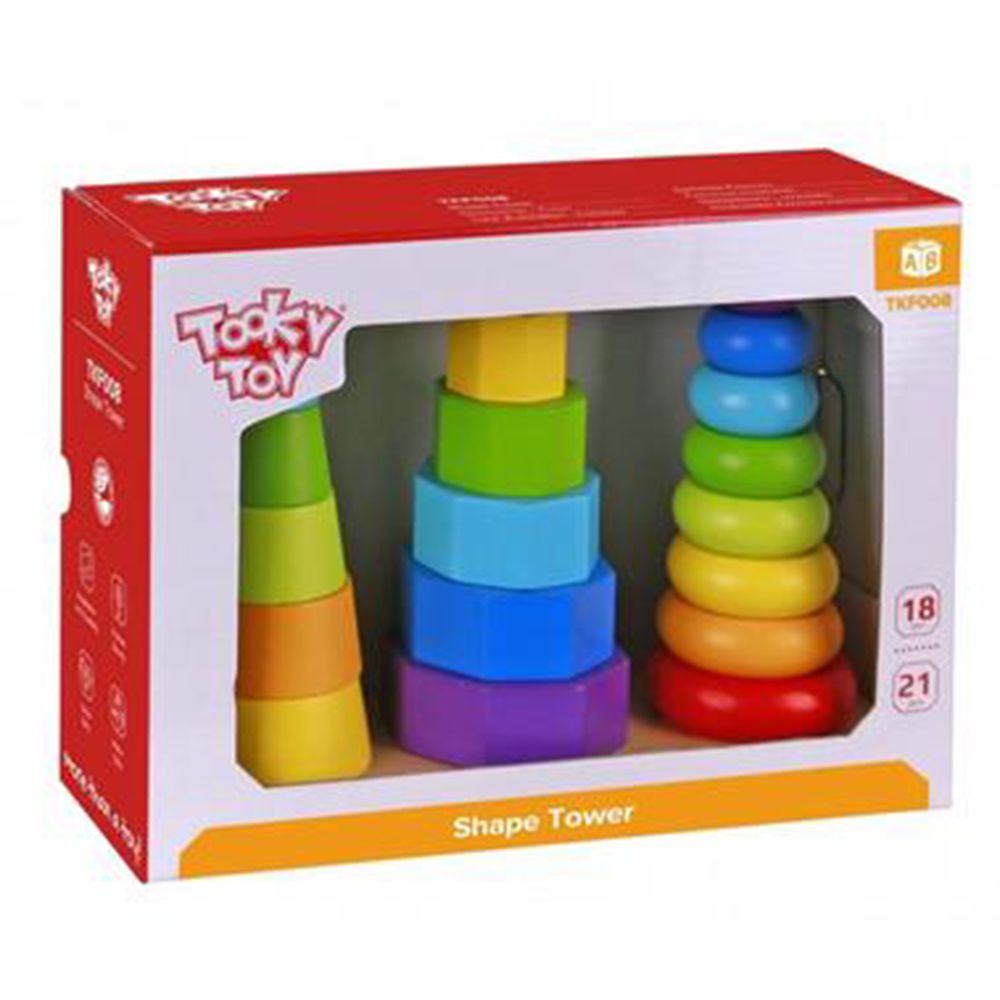 Tooky Toy, Дървена тройна низанка, Кули, 21 елемента