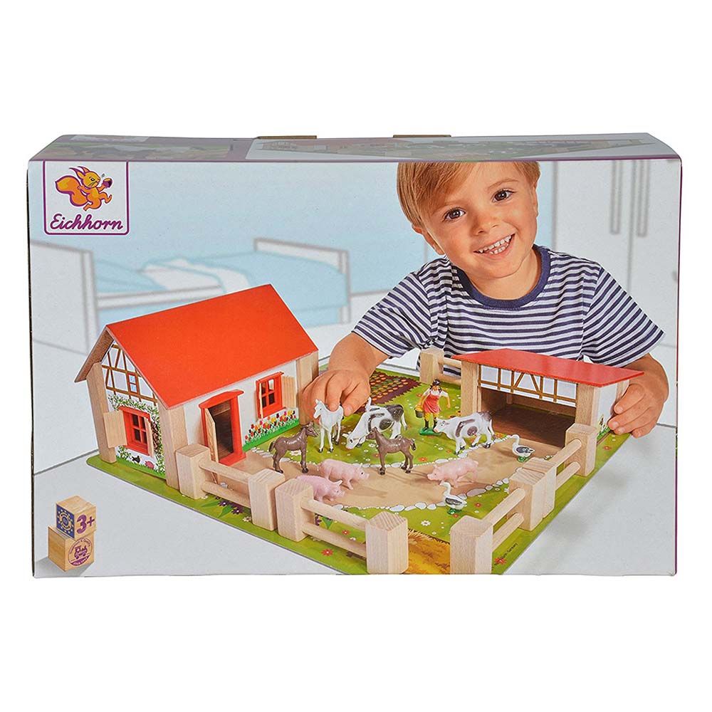 Дървена ферма с животни, 21 части