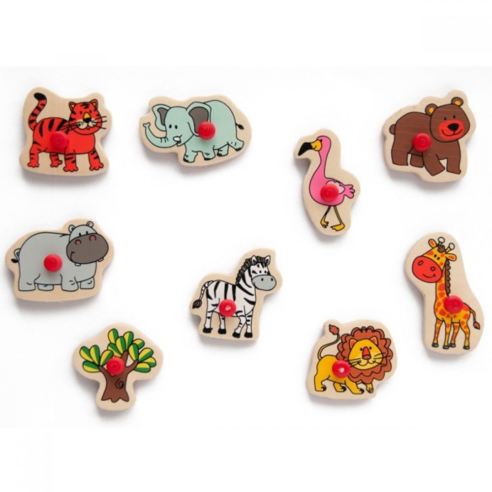 Дървен пъзел с печати, Африкански животни