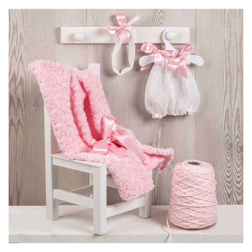 Asi, Дрехи за кукла, Рокля с панделка и розово одеяло за кукла Мария
