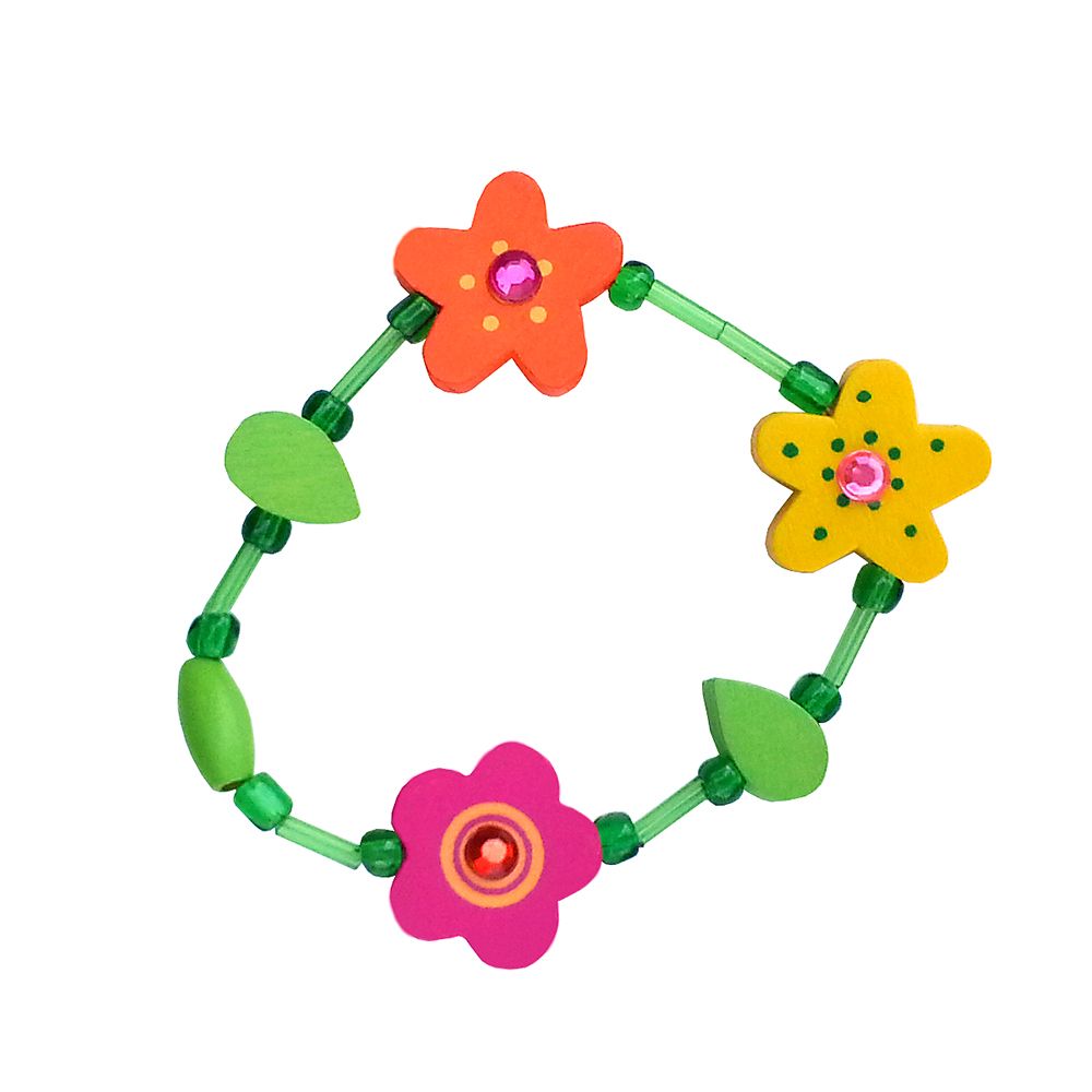 Woodyland, Дървена гривна с мъниста, Цветя