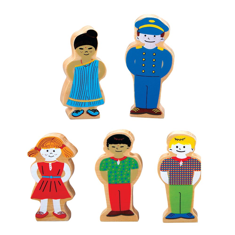 Дървено влакче с релси, гара и аксесоари, 50 части