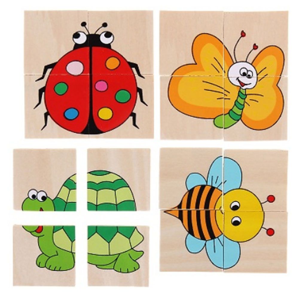 Комплект 4 дървени пъзела, Калинка