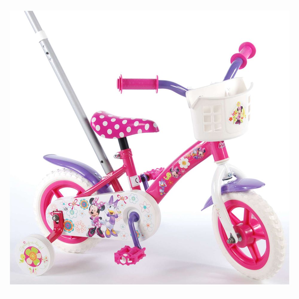 Метален детски велосипед с помощни колела и родителски контрол, Дисни, Мини Маус, 10 инча