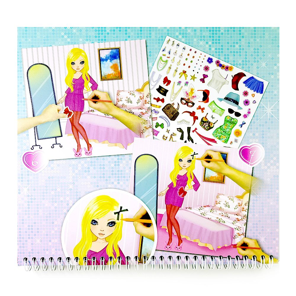 Книжка за рисуване със стикери и шаблони, Модерни момичета