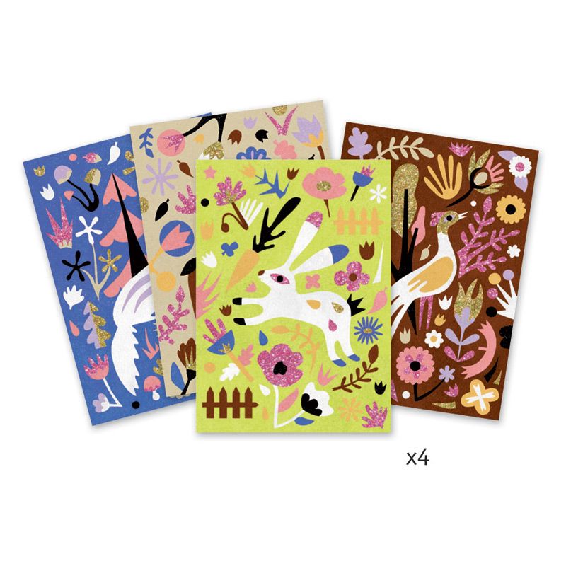 Творчески комплект за рисуване с цветен пясък и брокати, Животни