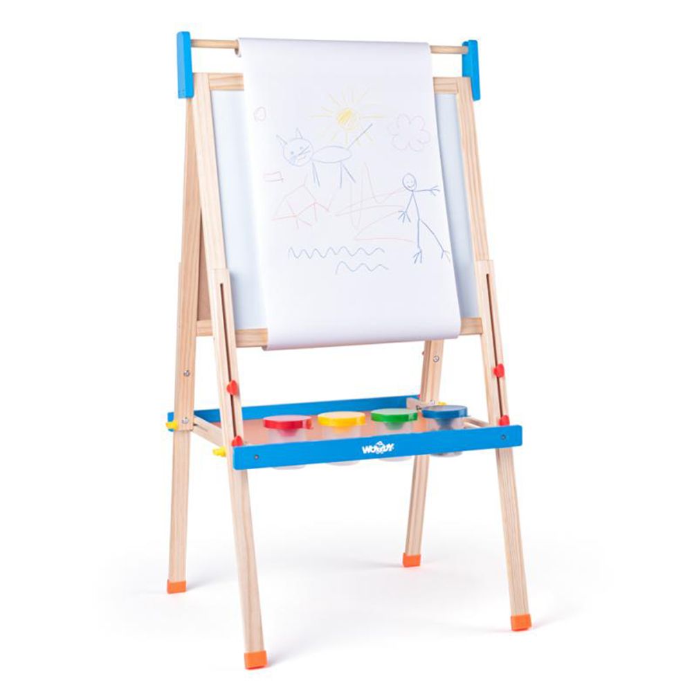 Двустранна дъска за писане с ролка хартия и магнитни букви