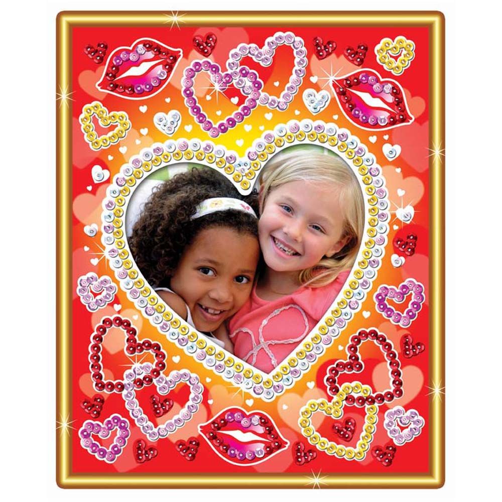 Изкуство с пайети рамка за снимка, Сърца