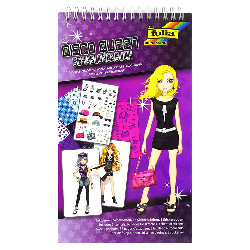 Книжка за рисуване със стикери и шаблони, Диско момичета