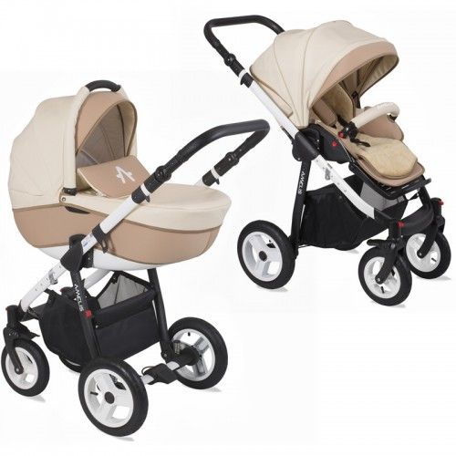 AMELIS, Комбинирана количка Pro 2 в 1 еко кожа, melis, ванилия