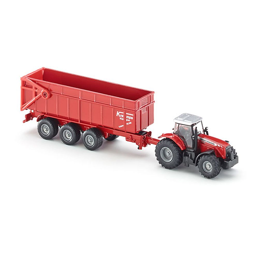 Трактор Massey Ferguson с триосно ремарке, самосвал