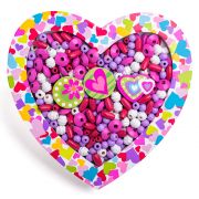 Голям комплект с дървени мъниста за нанизване, Сърце