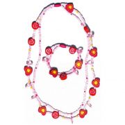 Комплект гривна с колие, Сърца и рози