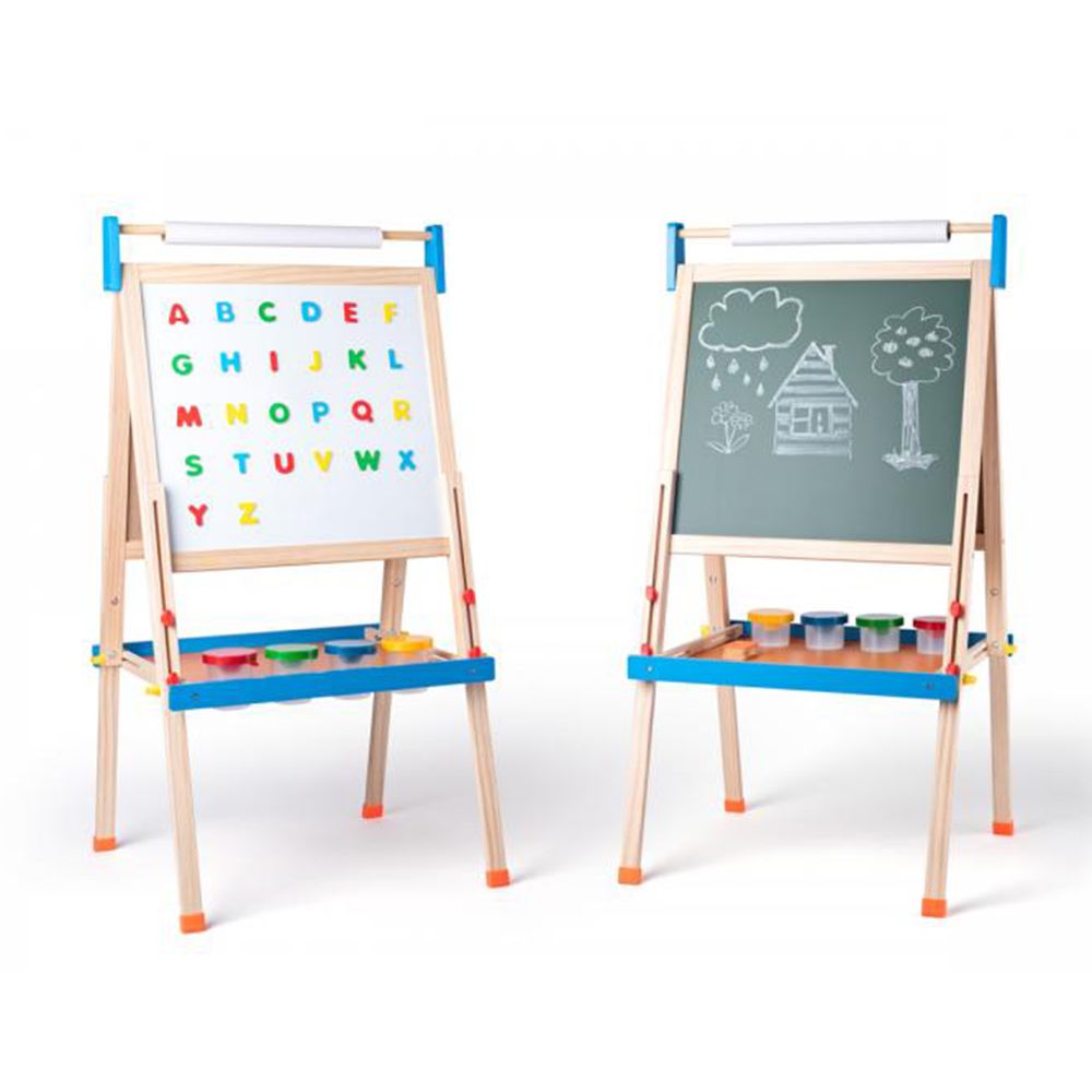 Двустранна дъска за писане с ролка хартия и магнитни букви