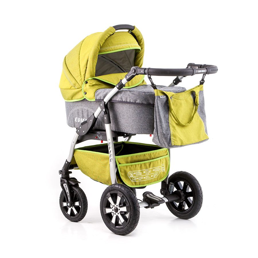 BABY-MERC, Количка и кош 2 в 1, QVIPO, зелена