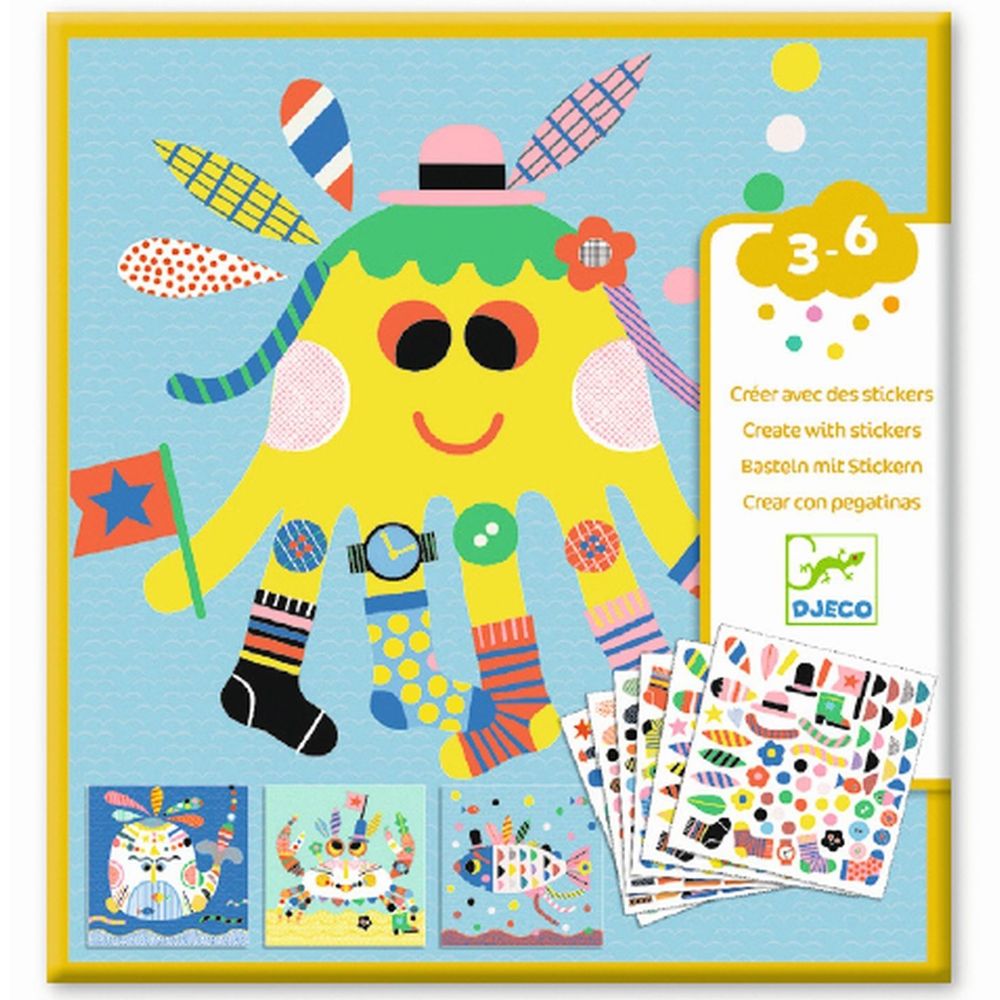 Djeco, Комплект със стикери, Направи си октоподче