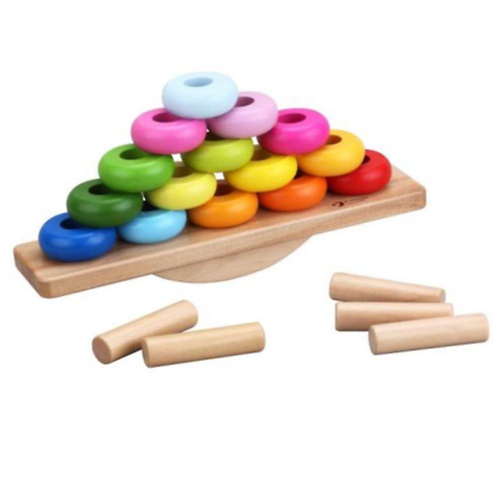 Дървена играчка 2 в 1, Низанка и играчка за баланс