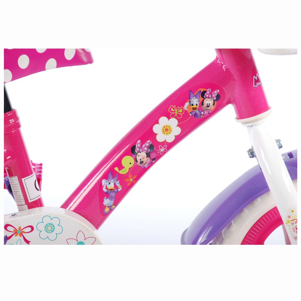 Метален детски велосипед с помощни колела и родителски контрол, Дисни, Мини Маус, 10 инча