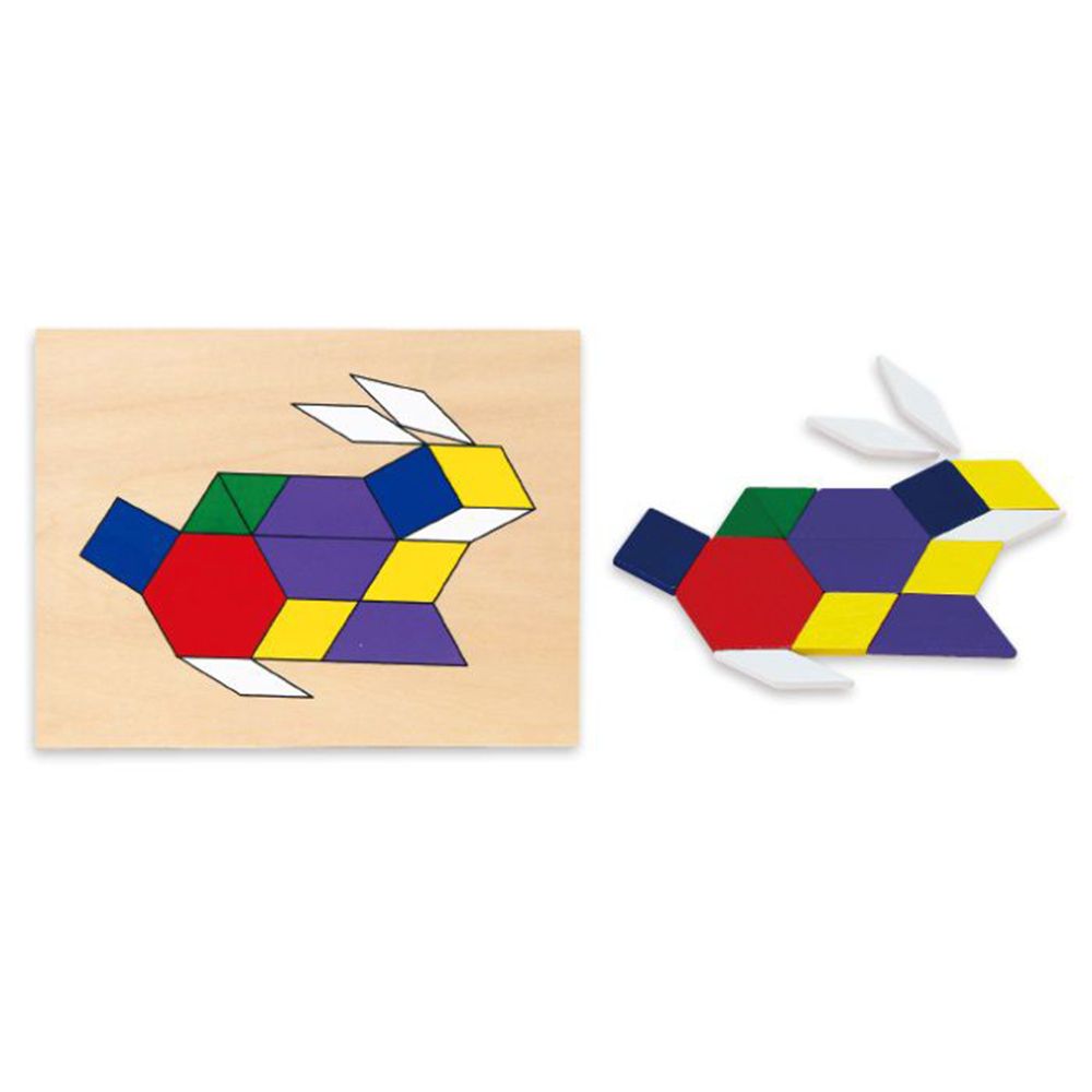 Дървена мозайка с шаблони в кутия