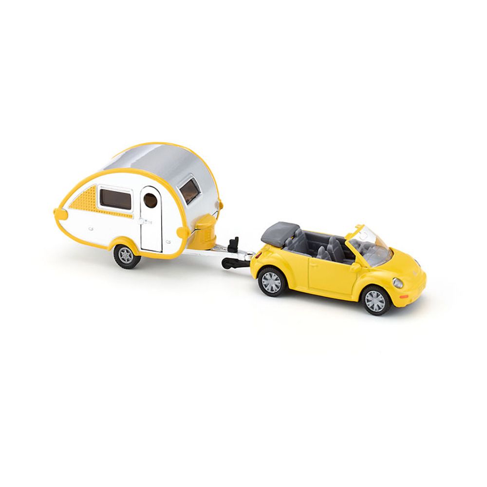 Метална кола Volkswagen Beetle New кабрио с каравана