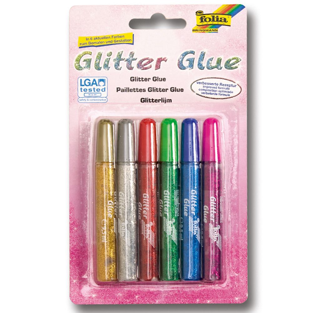Folia Bringmann, Цветно лепило с брокат, 6 бр.