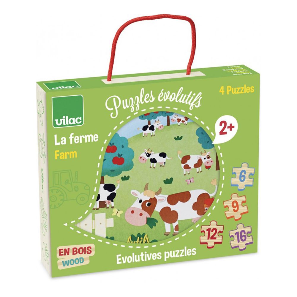 Vilac D, 4 пъзела в кутия, Един ден във фермата