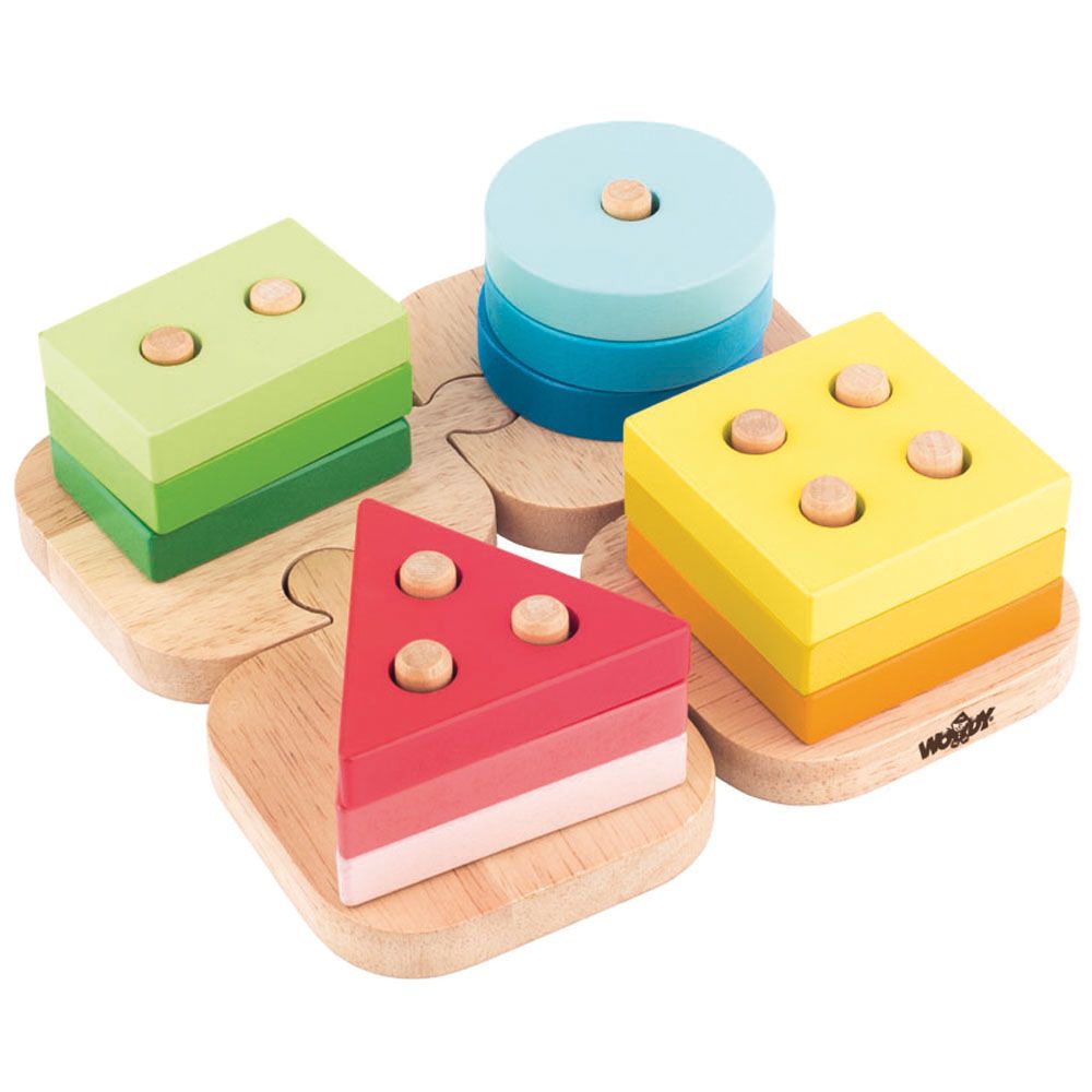 Woodyland, Дървена низанка - пъзел, Форми и цветове