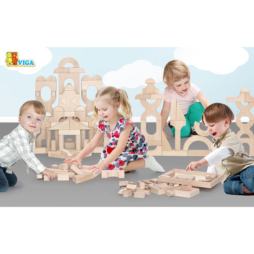 Дървен конструктор от бук, 46 части