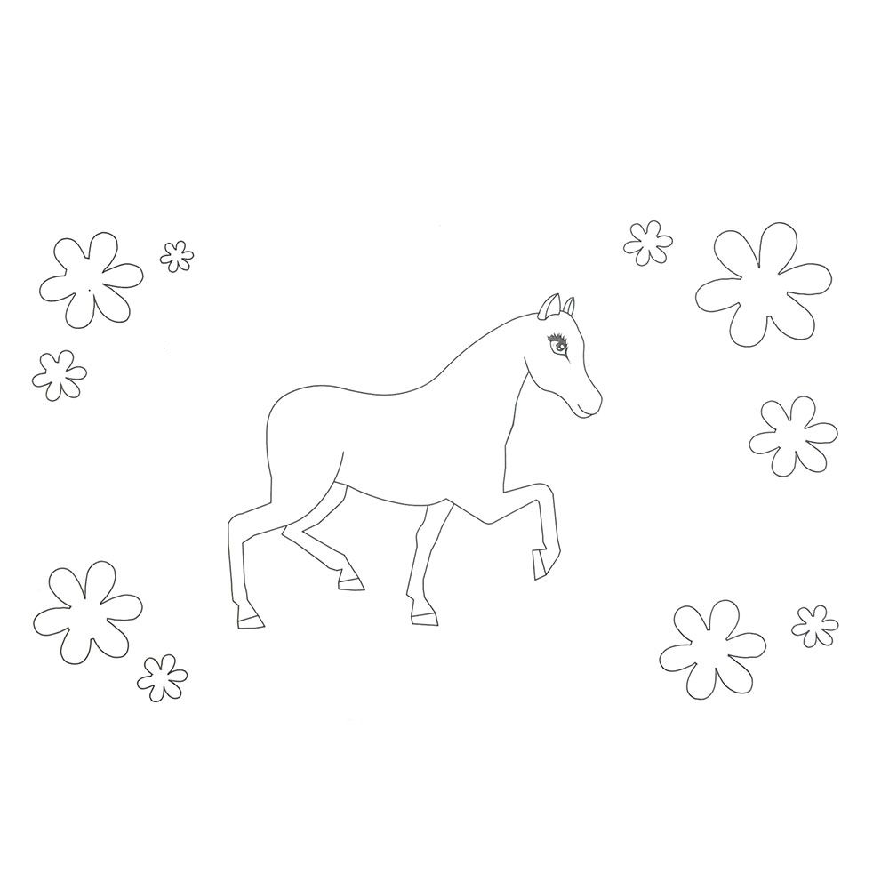 Книжка за рисуване със стикери и шаблони, Пони
