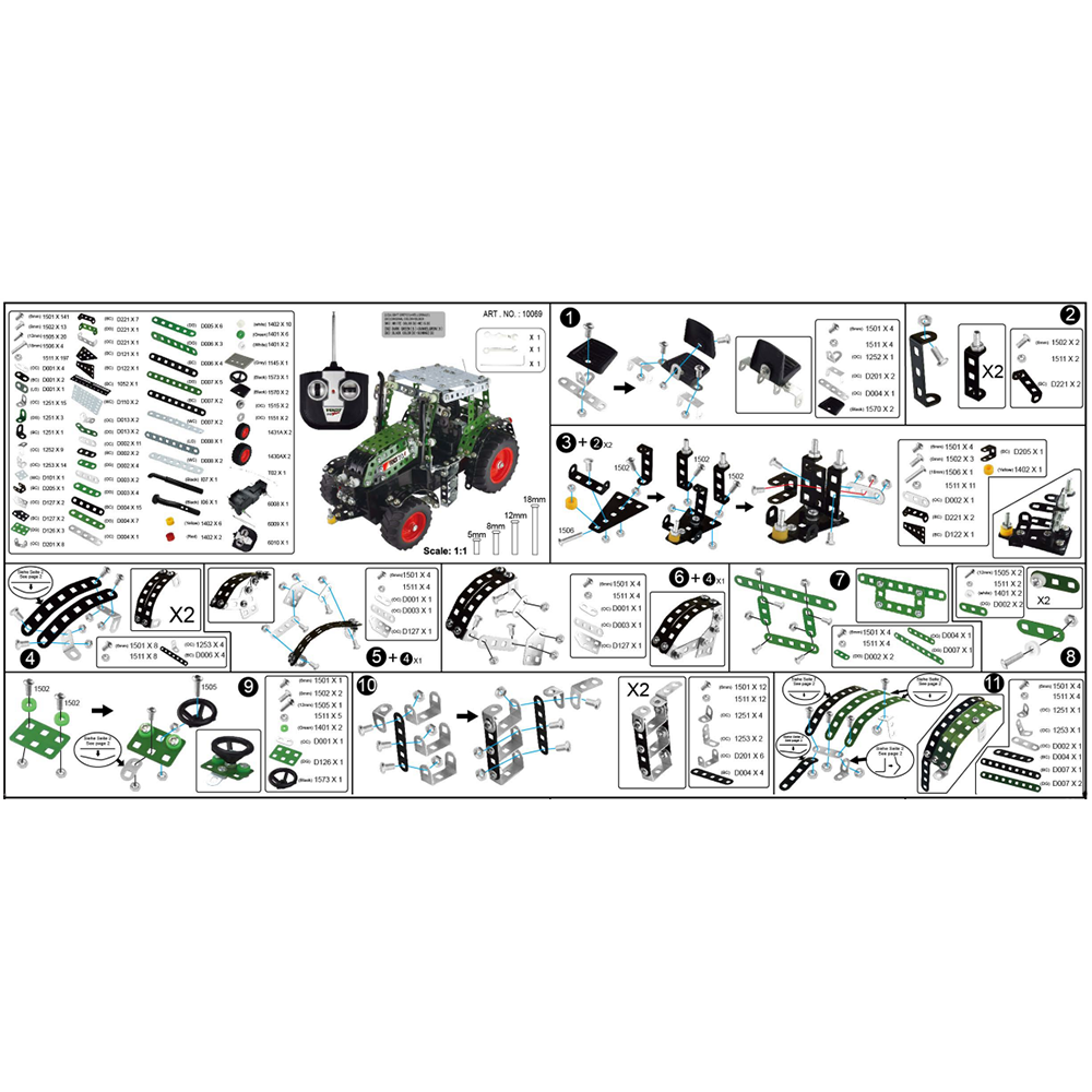 Метален конструктор, Трактор FENDT 313, с радио контрол