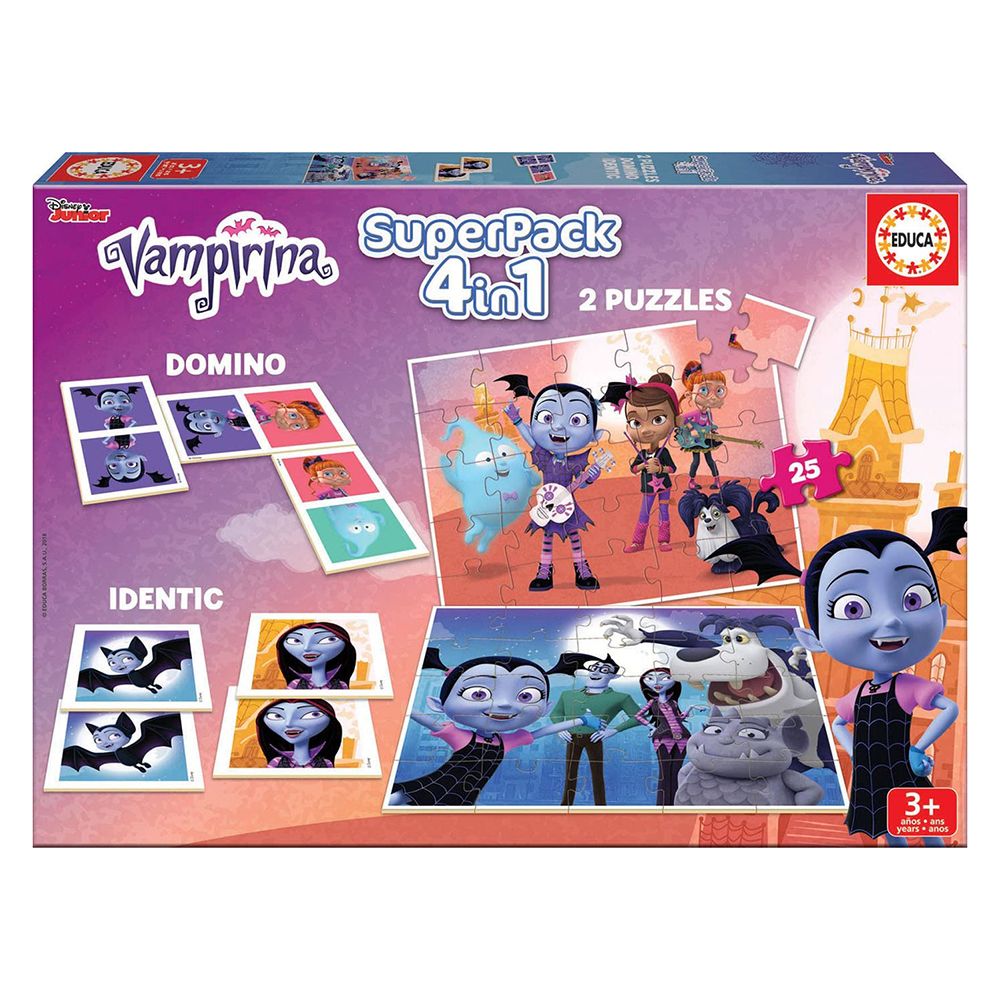 Educa, Комплект 4 в 1, игри и пъзели, Вампирина