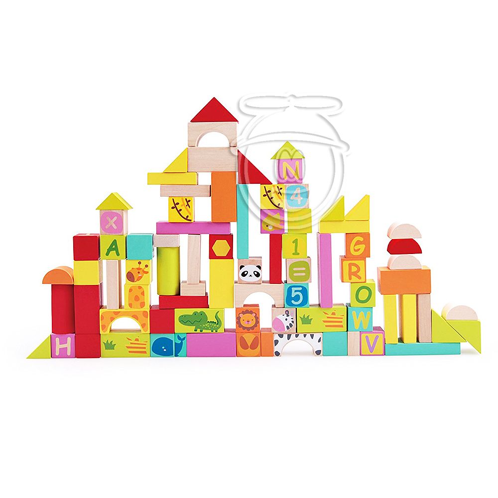 Дървен цветен конструктор, Африка, 100 части