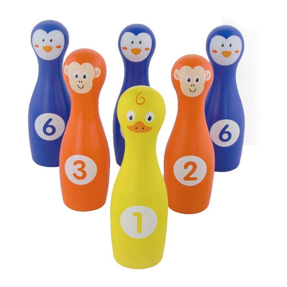 Дървена игра боулинг и рингове, 2 в 1, Животни