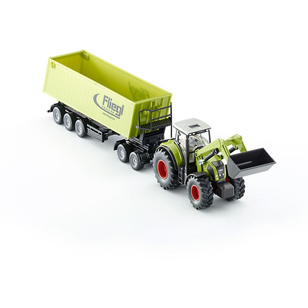 Трактор Claas Axion 850 с преден товарач и с ремарке