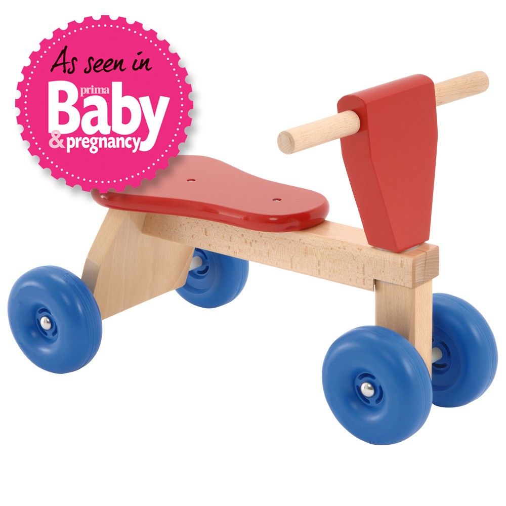 Дървено бебешко колело с четири колела