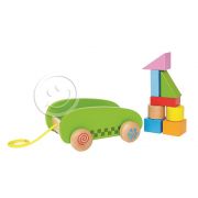 Дървен конструктор с количка