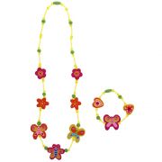 Комплект гривна с колие, Пеперуди и цветя