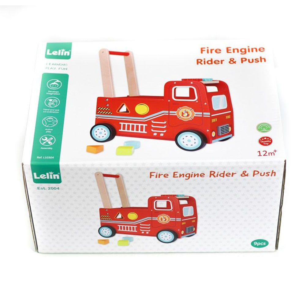 Бебешка проходилка и количка за бутане с крачета, Пожарна, 2 в 1