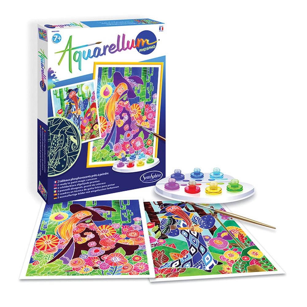SentoSphere, Aquarellum phospho, Светещ комплект за рисуване с акварелни бои, Вълшебници