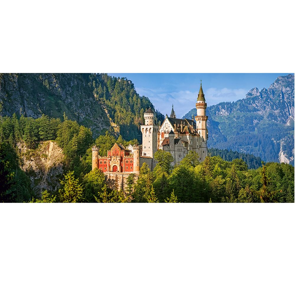 Изглед към замъка Нойшванщайн, Германия, панорамен пъзел 600 части