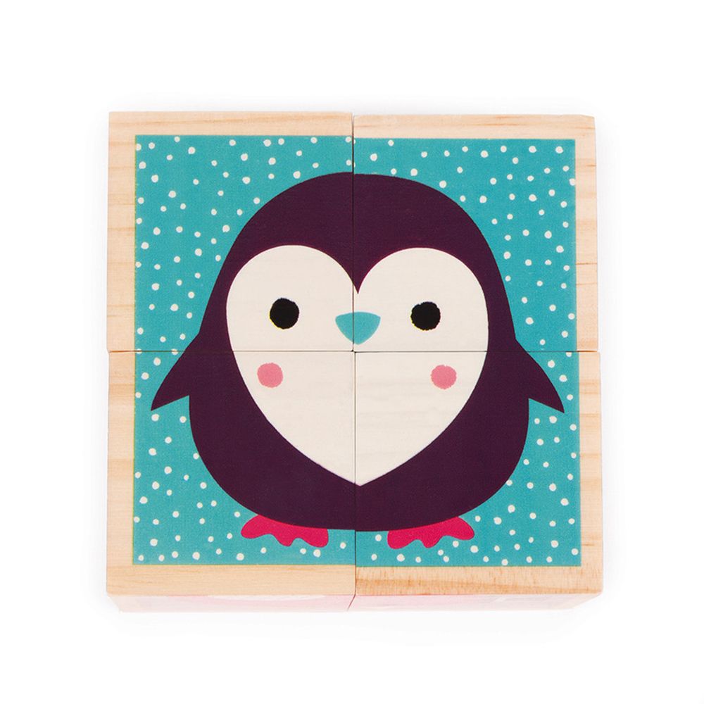 Дървени кубчета за най-малките, Бебета животни, 4 бр.