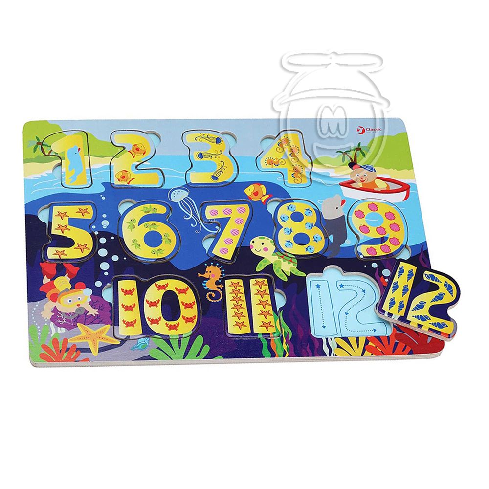 Дървен образователен пъзел, Морско дъно, Числа