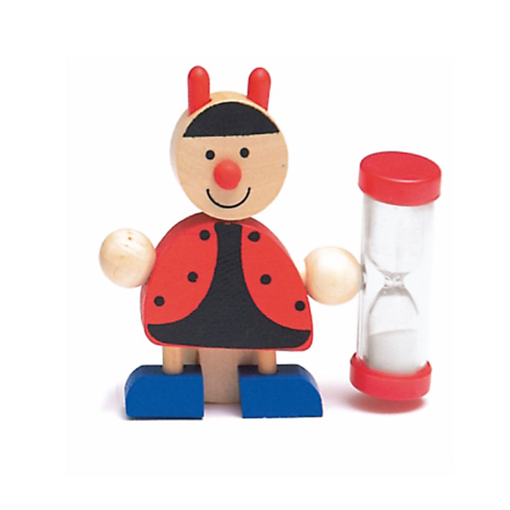 BIGJIGS, Bigjigs , Поставка за четка за зъби с пясъчен часовник, Калинка