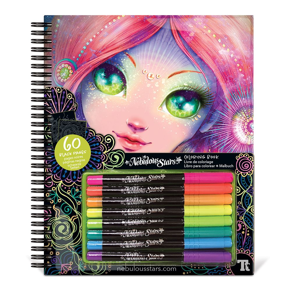 Черна книжка за оцветяване с неонови флумастери, Коралия