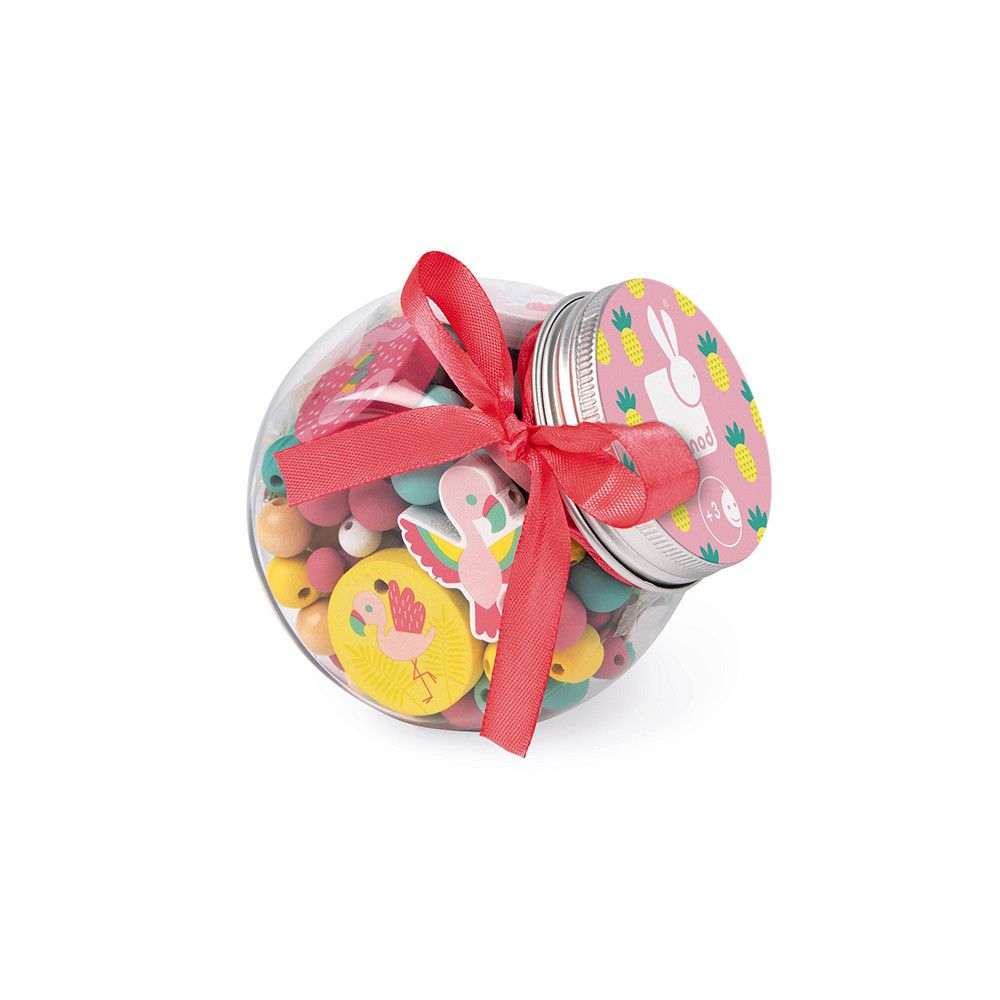 Дървени мъниста с талисмани, Розово фламинго