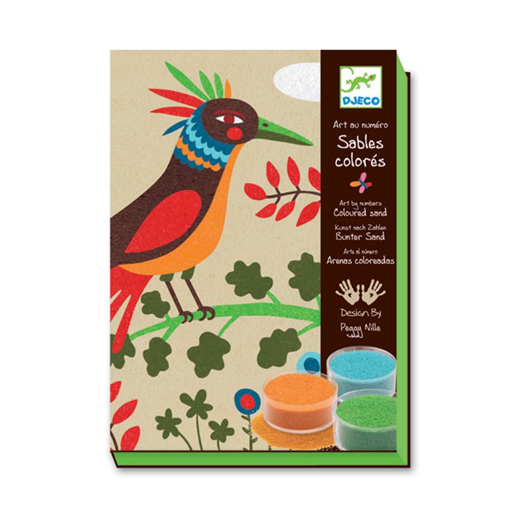 Djeco, Творчески комплект за рисуване с цветен пясък, Райски птици