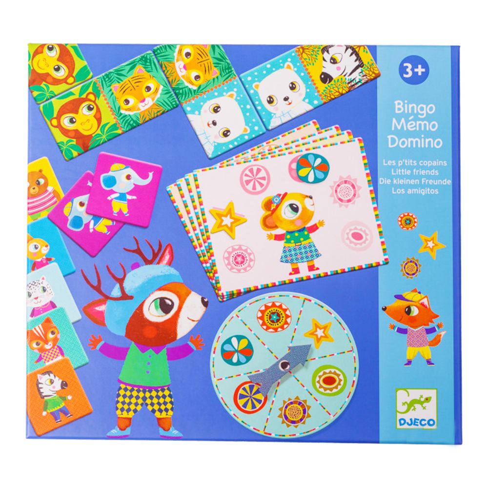 Djeco, Класически игри 3 в 1, Домино, Мемо и Бинго