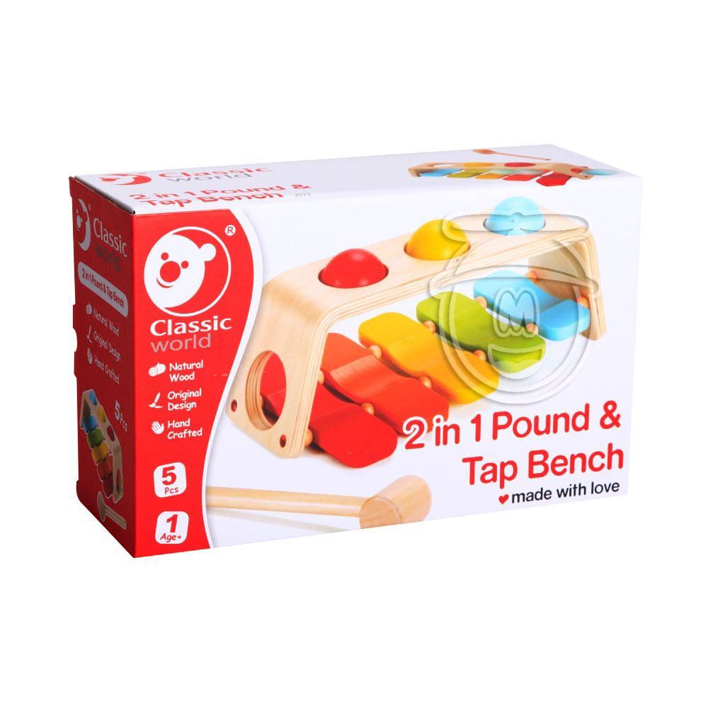 Дървена играчка 2 в 1, Ксилофон с Чукче