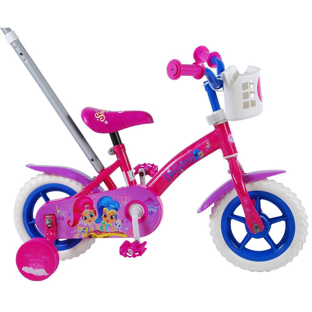 Велосипед с родителски контрол и помощни колела, Shimmer & Shine, 10 инча