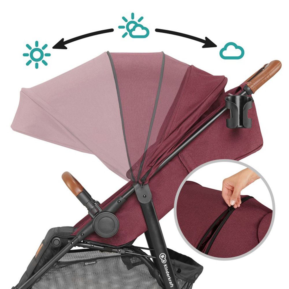 Бебешка количка Grande 2020, червена, 0-15 кг